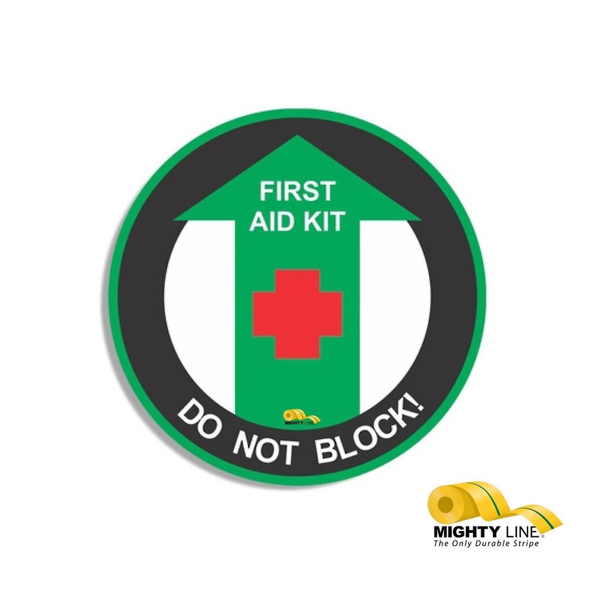 Mighty Line Do Not Block First Aid Kit Floor Sign — 24in., Industrial Grade Polymer, Model# FAKDNB24